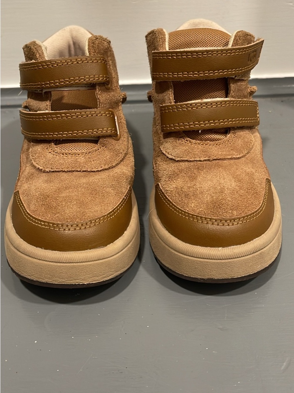 UGG Kids Tan Suede Double Velcro Sneakers